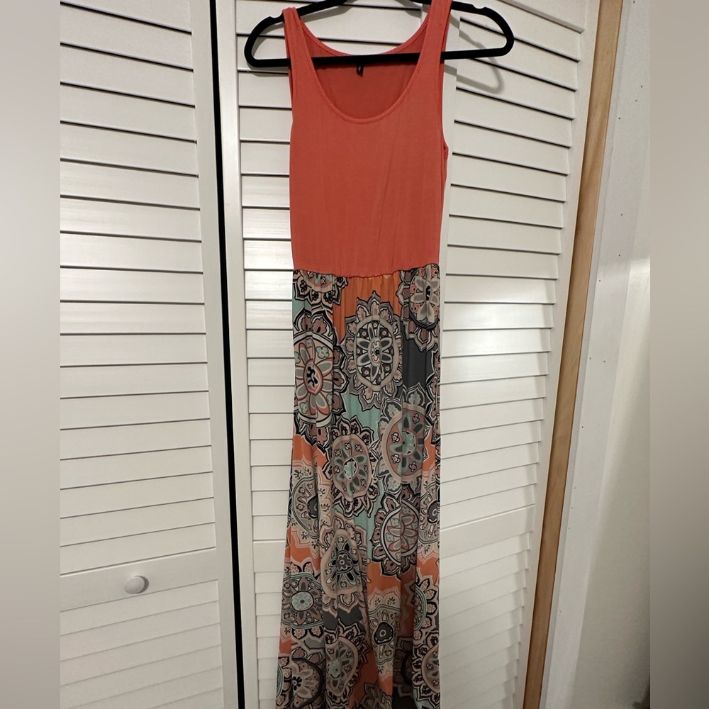 Coral/mint colored Maxi dress